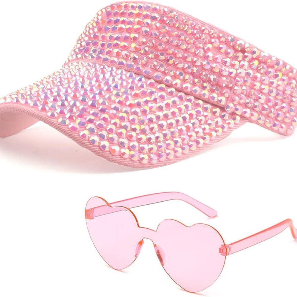 Sun Visor Hat Rhinestones Adjustable Strap For Wo… - image 1